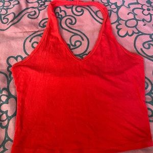 red halter crop top